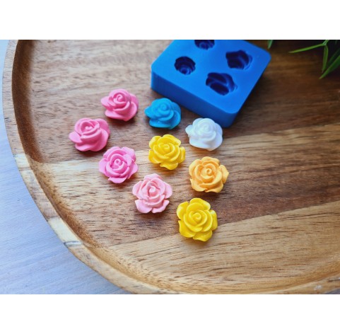 Silicone mold, Rose, style 6, 4 elements, ~ Ø 1.4 cm, H:0.6-0.7 cm