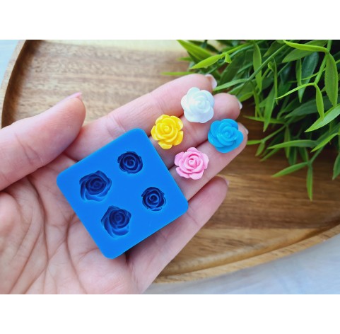 Silicone mold, Rose, style 6, 4 elements, ~ Ø 1.4 cm, H:0.6-0.7 cm