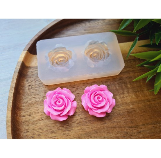 Silicone mold, Rose, style 10, 2 elements, ~ Ø 2.8 cm, H:1.2 cm