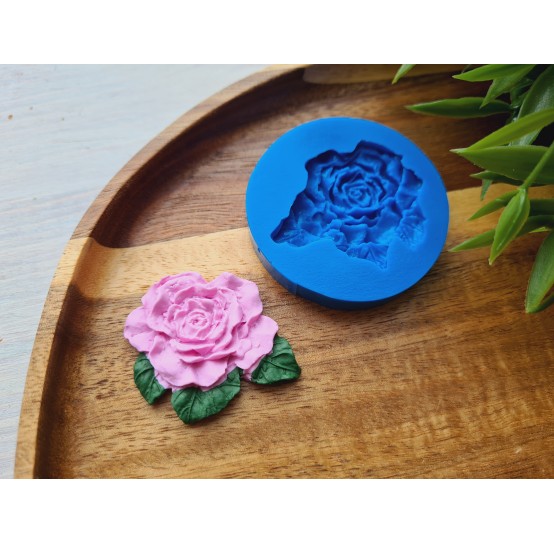 Silicone mold, Rose, style 15, with leaf, ~ 3.4*4.1 cm, H:0.5 cm