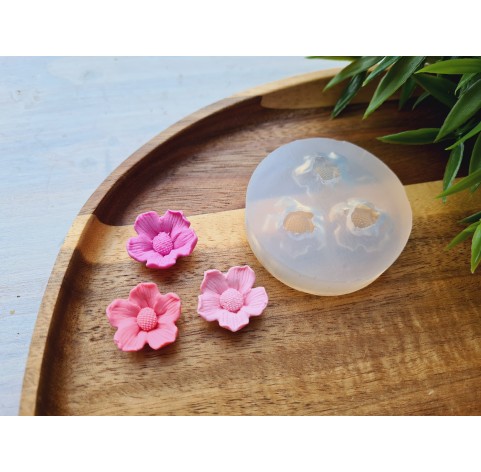 Silicone mold, Flower, style 8, 3 elements, ~ Ø 1.9 cm, H:0.7 cm