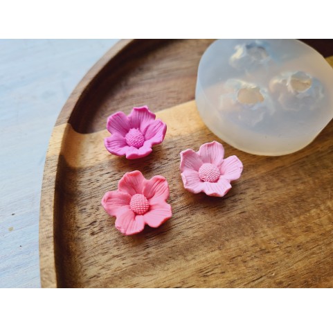 Silicone mold, Flower, style 8, 3 elements, ~ Ø 1.9 cm, H:0.7 cm