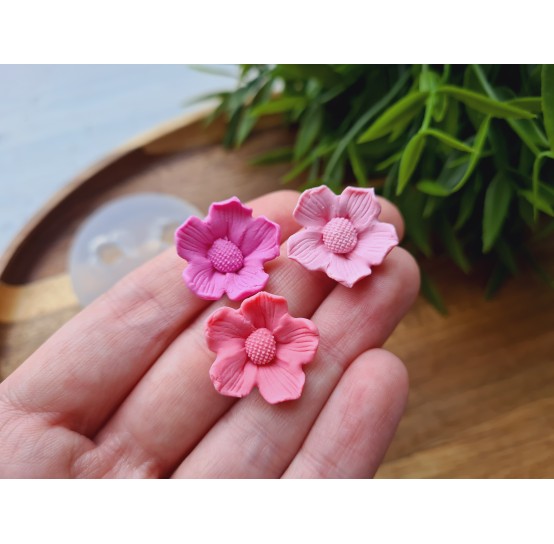 Silicone mold, Flower, style 8, 3 elements, ~ Ø 1.9 cm, H:0.7 cm