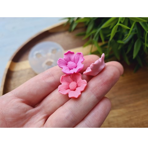 Silicone mold, Flower, style 8, 3 elements, ~ Ø 1.9 cm, H:0.7 cm