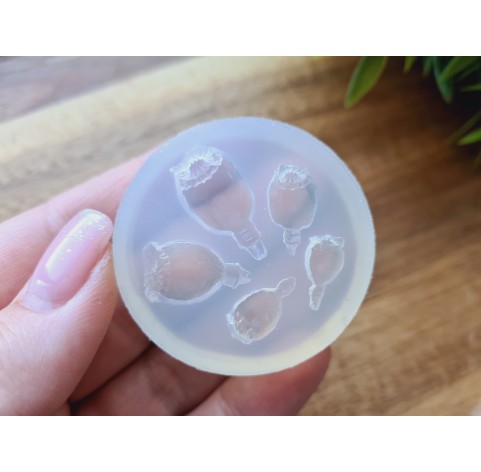 Silicone mold, Poppy boxes, style 1, 5 elements, ~ 0.6-2 cm, H:0.5-0.9 cm