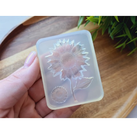 Silicone mold, Sunflower, style 3, on a stick, ~ 4.2*6.3 cm, Ø 1.6 cm, H:0.3-0.9 cm