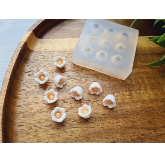 Silicone mold, Lily of the valley, style 2, 9 elements, ~ Ø 0.9 cm, H:0.7 cm
