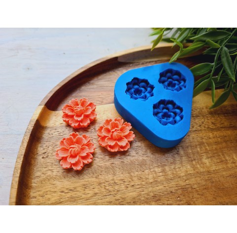 Silicone mold, Flower, style 13, 3 elements, ~ Ø 2.4 cm, H:0.9 cm