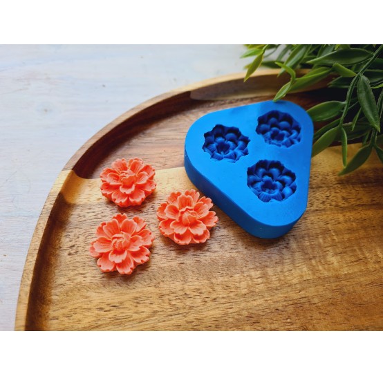 Silicone mold, Flower, style 13, 3 elements, ~ Ø 2.4 cm, H:0.9 cm