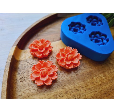 Silicone mold, Flower, style 13, 3 elements, ~ Ø 2.4 cm, H:0.9 cm