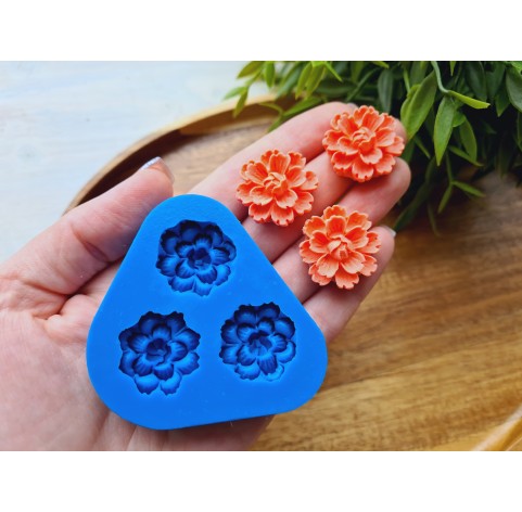 Silicone mold, Flower, style 13, 3 elements, ~ Ø 2.4 cm, H:0.9 cm
