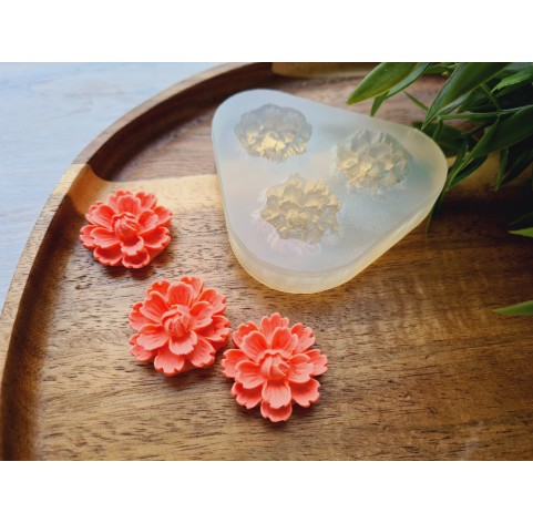 Silicone mold, Flower, style 13, 3 elements, ~ Ø 2.4 cm, H:0.9 cm