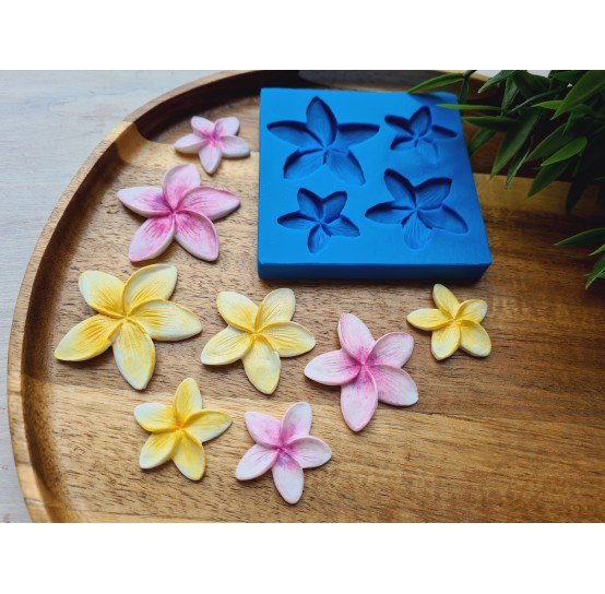 Silicone mold, Flower, style 14, 4 elements, ~ Ø 2.6-4.2 cm, H:0.4 cm