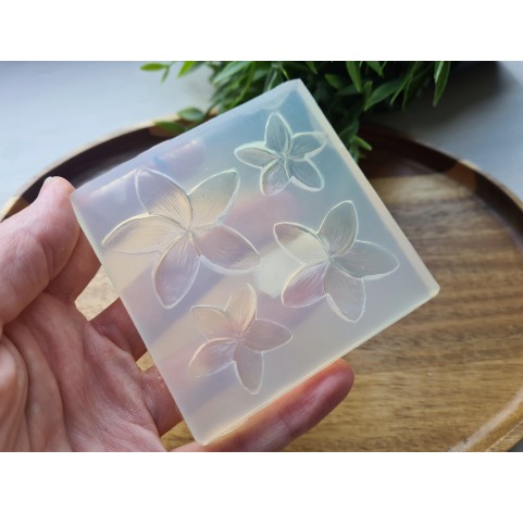 Silicone mold, Flower, style 14, 4 elements, ~ Ø 2.6-4.2 cm, H:0.4 cm
