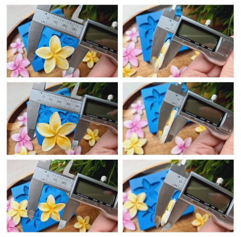 Silicone mold, Flower, style 14, 4 elements, ~ Ø 2.6-4.2 cm, H:0.4 cm