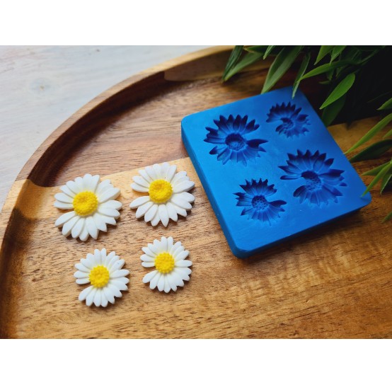 Silicone mold, Daisy, style 3, 4 elements, ~ Ø 2-2.5 cm, H:0.4-0.5 cm