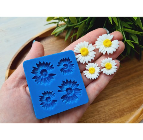 Silicone mold, Daisy, style 3, 4 elements, ~ Ø 2-2.5 cm, H:0.4-0.5 cm