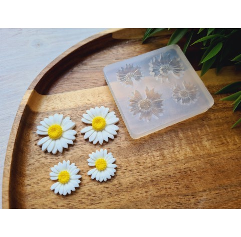 Silicone mold, Daisy, style 3, 4 elements, ~ Ø 2-2.5 cm, H:0.4-0.5 cm