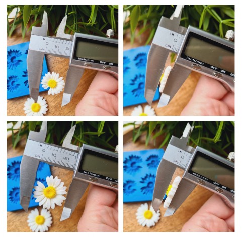 Silicone mold, Daisy, style 3, 4 elements, ~ Ø 2-2.5 cm, H:0.4-0.5 cm