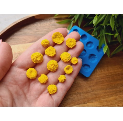 Silicone mold, Flower inflorescence, style 2, 13 elements, ~ Ø 0.8-1.3 cm, H:0.2-0.6 cm