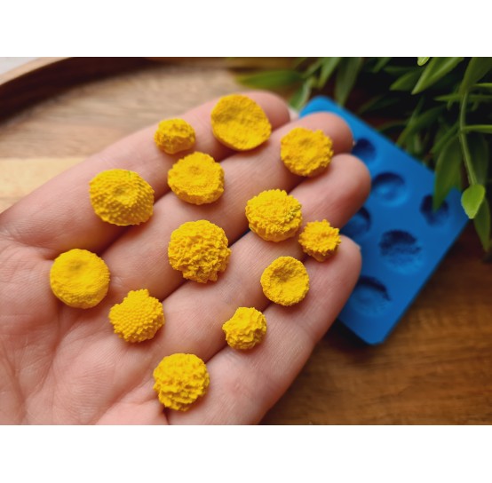 Silicone mold, Flower inflorescence, style 2, 13 elements, ~ Ø 0.8-1.3 cm, H:0.2-0.6 cm