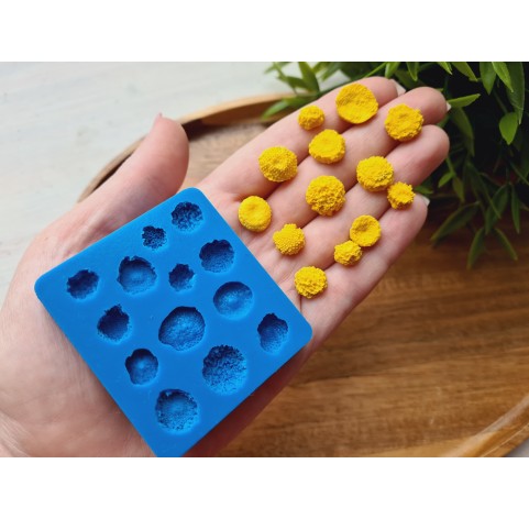 Silicone mold, Flower inflorescence, style 2, 13 elements, ~ Ø 0.8-1.3 cm, H:0.2-0.6 cm