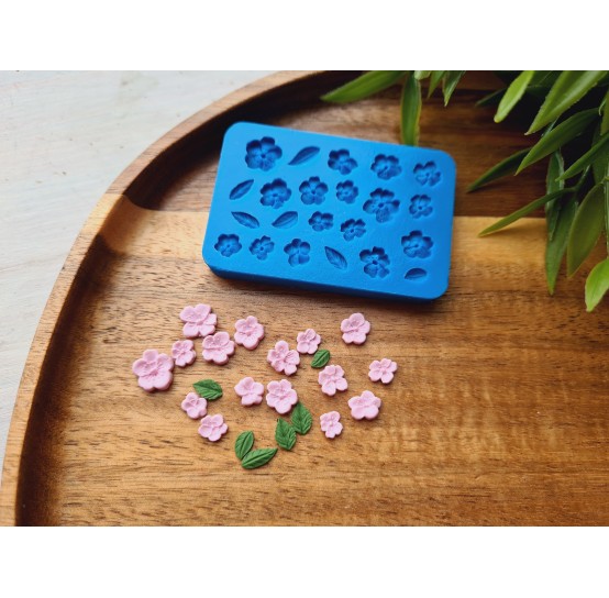 Silicone mold, Sakura mini, flowers, leaves, style 3, ~ 0.4-0.9 cm, H:0.1-0.3 cm