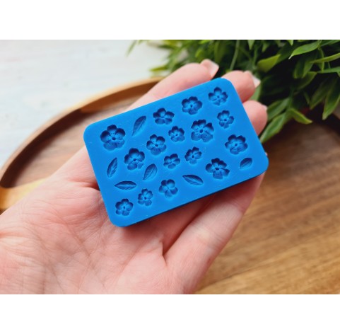 Silicone mold, Sakura mini, flowers, leaves, style 3, ~ 0.4-0.9 cm, H:0.1-0.3 cm