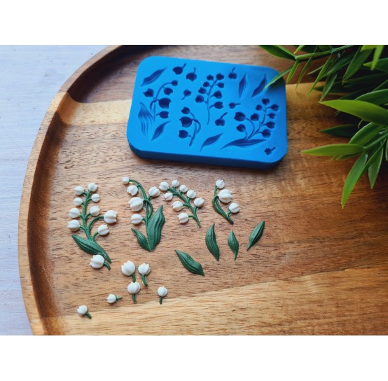 Silicone mold, Lily of the valley, 1:6 scale, style 3, 15 elements, ~ 0.3-3.7 cm, H:0.2-0.7 cm