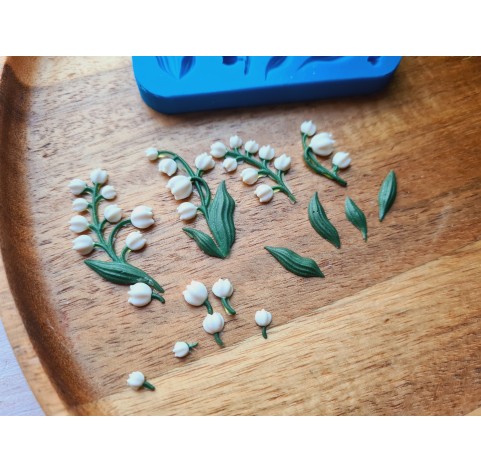 Silicone mold, Lily of the valley, 1:6 scale, style 3, 15 elements, ~ 0.3-3.7 cm, H:0.2-0.7 cm