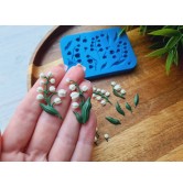 Silicone mold, Lily of the valley, 1:6 scale, style 3, 15 elements, ~ 0.3-3.7 cm, H:0.2-0.7 cm