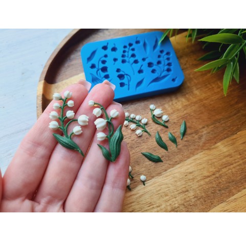 Silicone mold, Lily of the valley, 1:6 scale, style 3, 15 elements, ~ 0.3-3.7 cm, H:0.2-0.7 cm