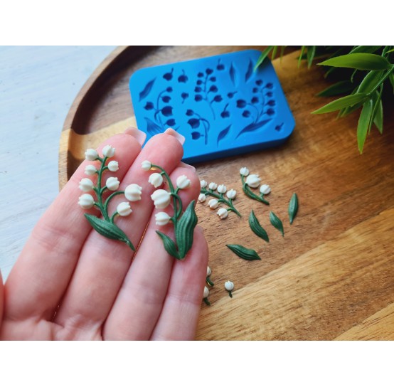 Silicone mold, Lily of the valley, 1:6 scale, style 3, 15 elements, ~ 0.3-3.7 cm, H:0.2-0.7 cm