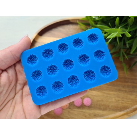 Silicone mold, Flower, style 15, 15 elements, ~ Ø 1.4 cm, H:0.5 cm
