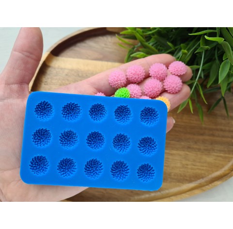 Silicone mold, Flower, style 15, 15 elements, ~ Ø 1.4 cm, H:0.5 cm