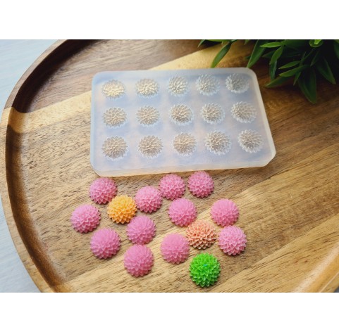 Silicone mold, Flower, style 15, 15 elements, ~ Ø 1.4 cm, H:0.5 cm