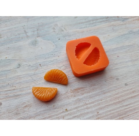 Silicone mold, Mandarin, style 3, slice, 2 elements, ~ 1*1.9 cm, H:0.6 cm