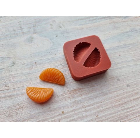 Silicone mold, Mandarin, style 3, slice, 2 elements, ~ 1*1.9 cm, H:0.6 cm