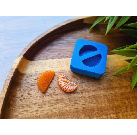 Silicone mold, Mandarin, style 3, slice, 2 elements, ~ 1*1.9 cm, H:0.6 cm