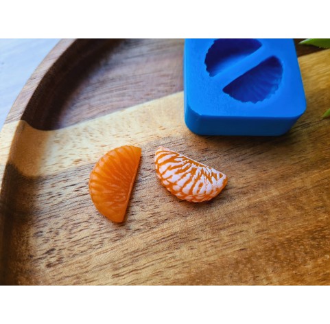 Silicone mold, Mandarin, style 3, slice, 2 elements, ~ 1*1.9 cm, H:0.6 cm