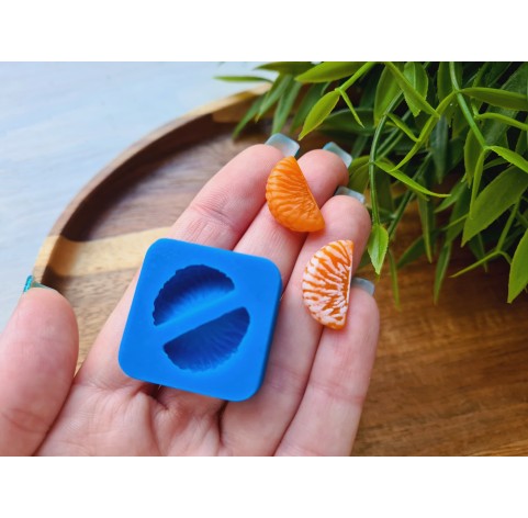 Silicone mold, Mandarin, style 3, slice, 2 elements, ~ 1*1.9 cm, H:0.6 cm