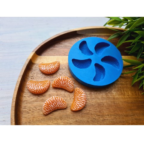 Silicone mold, Mandarin, style 7, slice, 5 elements, ~ 1.6*2.8 cm, H:0.9 cm