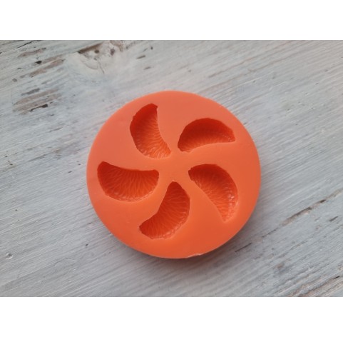 Silicone mold, Mandarin, style 7, slice, 5 elements, ~ 1.6*2.8 cm, H:0.9 cm