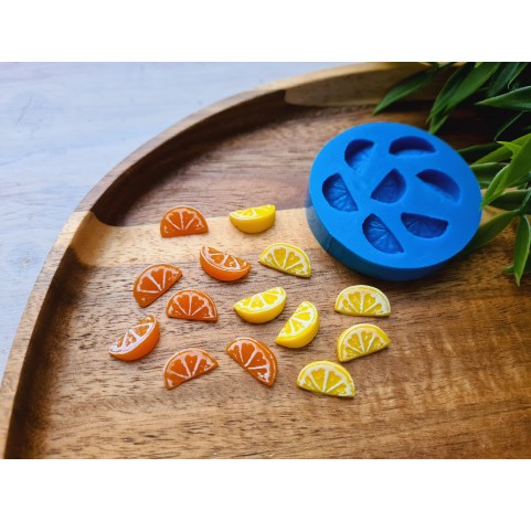 Silicone mold, Lemon, style 2, mini slice, 7 elements, ~ 0.7*1.3 cm, H:0.5 cm