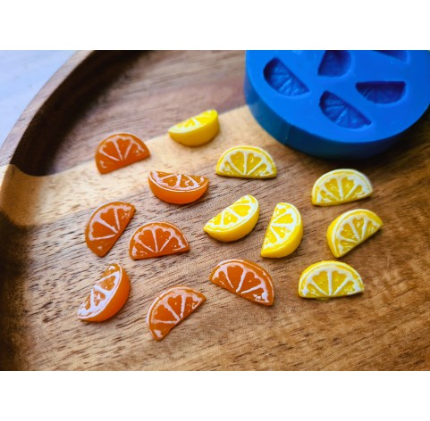 Silicone mold, Lemon, style 2, mini slice, 7 elements, ~ 0.7*1.3 cm, H:0.5 cm