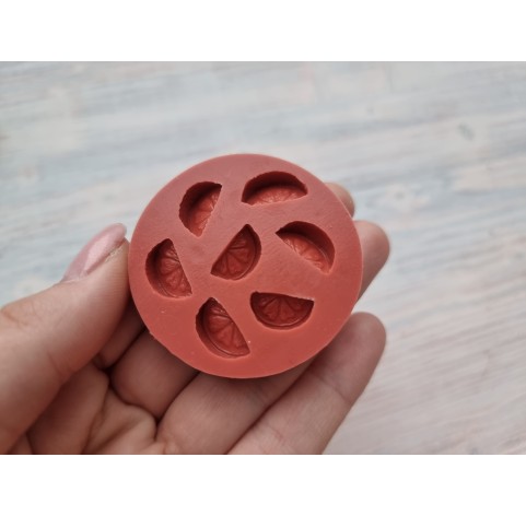 Silicone mold, Lemon, style 2, mini slice, 7 elements, ~ 0.7*1.3 cm, H:0.5 cm