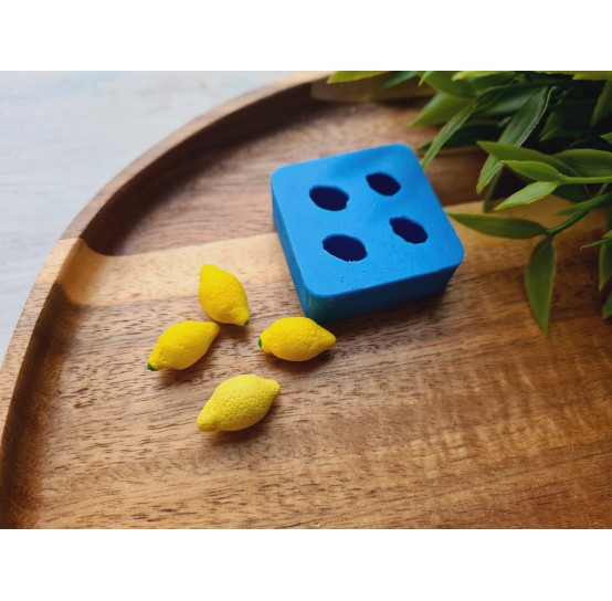 Silicone mold, Lemon, style 1, mini, 4 elements, ~ 0.8-0.9*1.6-1.7 cm, H:0.6-0.8 cm