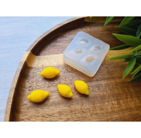 Silicone mold, Lemon, style 1, mini, 4 elements, ~ 0.8-0.9*1.6-1.7 cm, H:0.6-0.8 cm