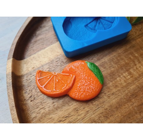 Silicone mold, Orange with orange slice, ~ 3.1*5.1 cm, H:0.8 cm