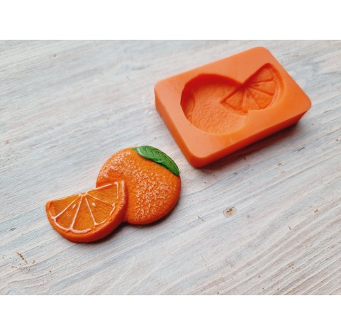 Silicone mold, Orange with orange slice, ~ 3.1*5.1 cm, H:0.8 cm